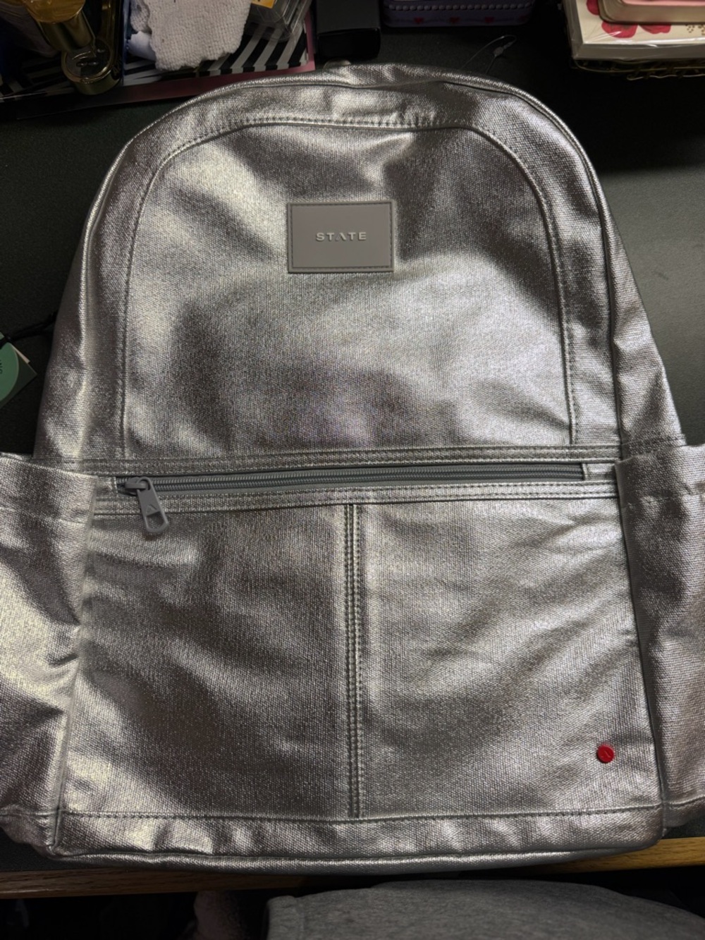 STATE Silver Metallic Backpack